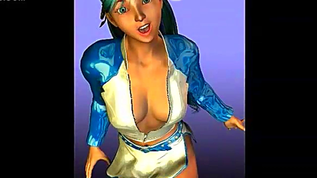 Virtual Anime Babe With Big Tits & Pigtails Gives Intense Blowjob Feast