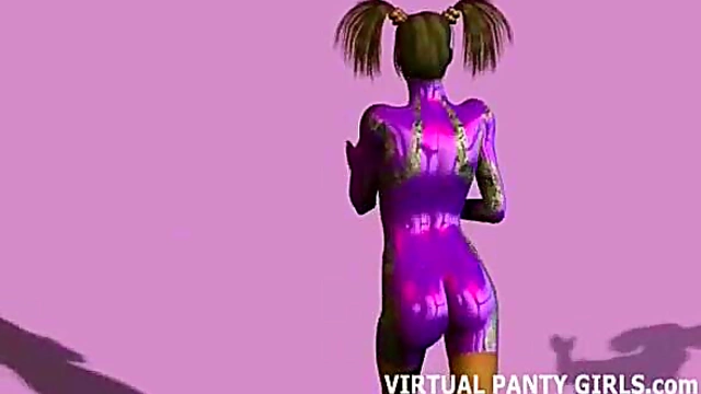 Virtual Anime Babe With Big Tits & Pigtails Gives Intense Blowjob Feast