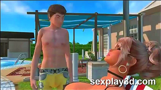 Busty Blonde Hentai Babe With Big Tits Fucks Two Guys In Threesome Action