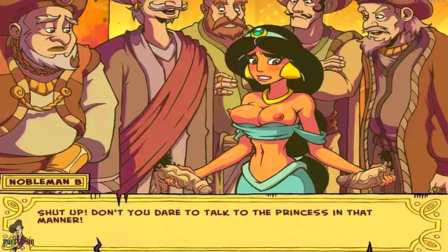 Hentai Princess Jasmine Trains Slaves in Hot Group Sex Genie Action