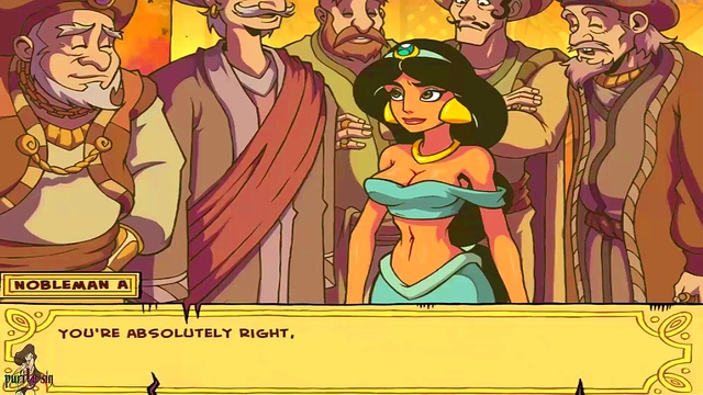 Hentai Princess Jasmine Trains Slaves in Hot Group Sex Genie Action