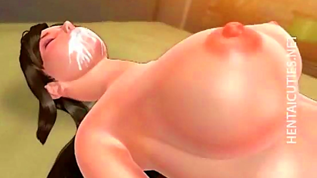Busty 3D Anime Minx Gets Boobs Covered in Hot Cum