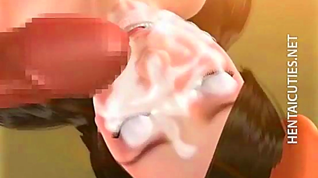 Busty 3D Anime Minx Gets Boobs Covered in Hot Cum