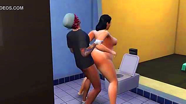 Kara Dominates in Hospital Bathroom – Black BBW Anal Sex Anime Scene