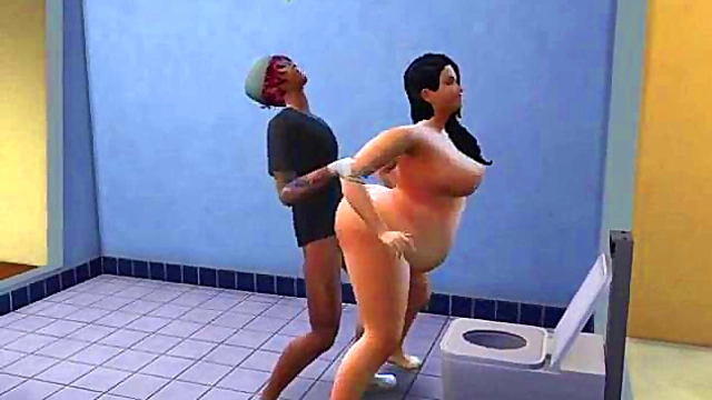 Kara Dominates in Hospital Bathroom – Black BBW Anal Sex Anime Scene