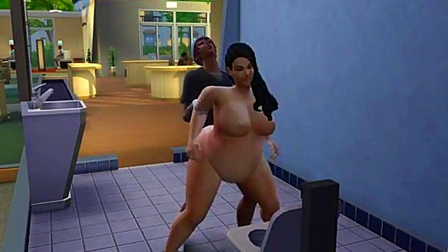 Kara Dominates in Hospital Bathroom – Black BBW Anal Sex Anime Scene