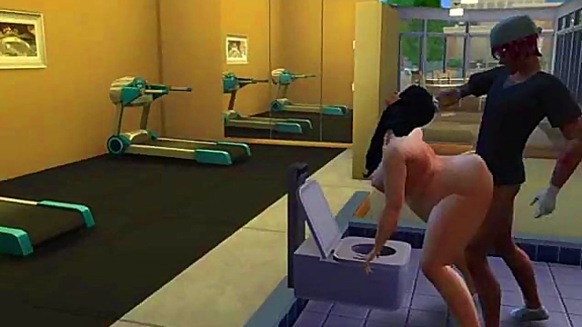 Kara Dominates in Hospital Bathroom – Black BBW Anal Sex Anime Scene