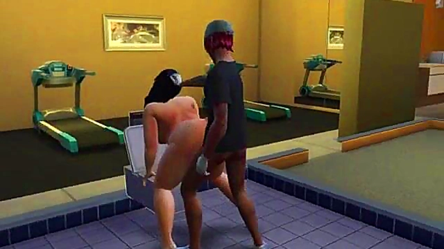 Kara Dominates in Hospital Bathroom – Black BBW Anal Sex Anime Scene