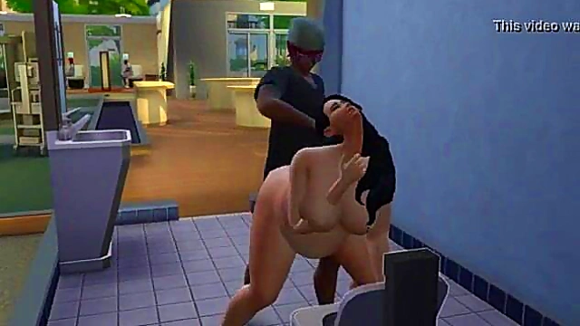 Kara Dominates in Hospital Bathroom – Black BBW Anal Sex Anime Scene