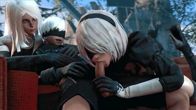 Sexy Nier Automata Threesome – 2B’s Booty & Boobs Get Anal & Blowjob Action