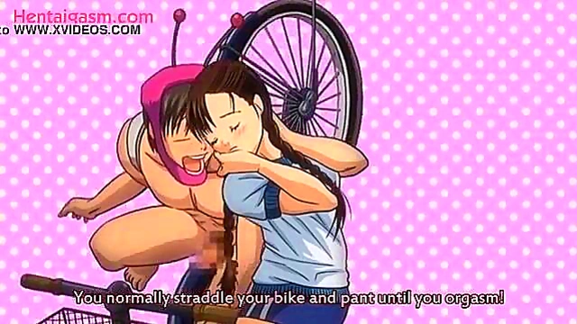 Tricked Anime Chick Rides Bicycle for Funny Hentai Prank Action