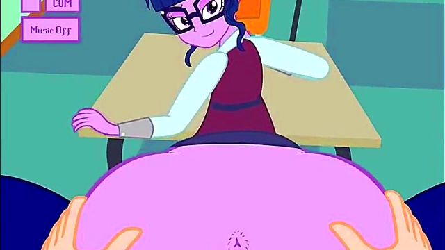 Horny My Little Pony Girls Get Anal Fucked In Class With Glasses & FacialCum