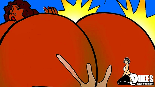 Busty ebony milf rides huge bbc dick for creamy orgasm in animated hentai delight