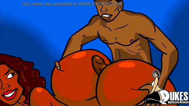 Busty ebony milf rides huge bbc dick for creamy orgasm in animated hentai delight