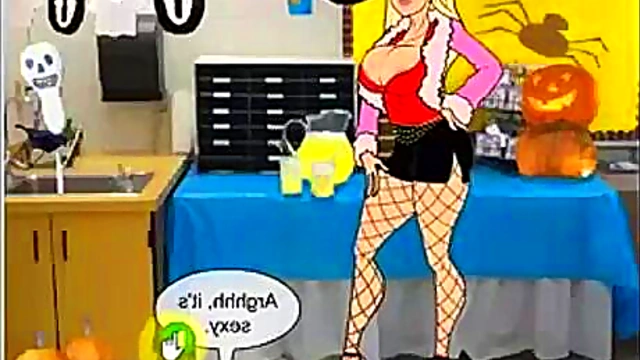 Amazing Halloween Hentai Sex Game With Double Penetration Threesome Fun