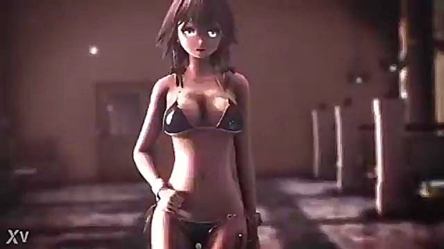 Bikini-clad Anime Babe Grooves to Music in Seductive Dance Animation