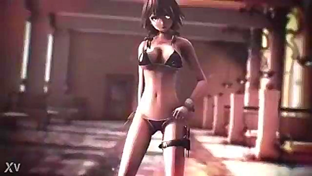 Bikini-clad Anime Babe Grooves to Music in Seductive Dance Animation