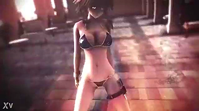 Bikini-clad Anime Babe Grooves to Music in Seductive Dance Animation