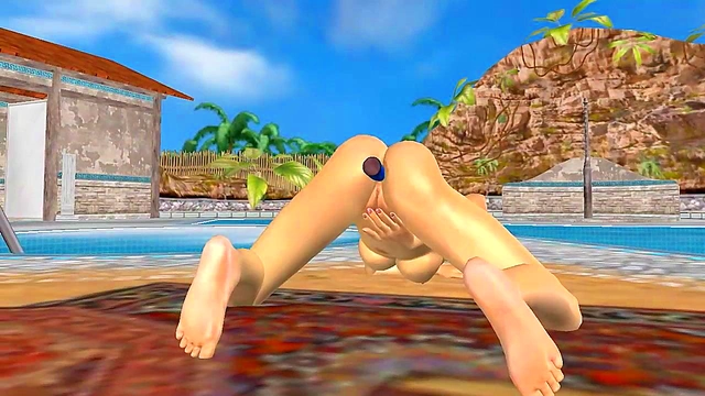 Blonde Hentai Babe Masturbates With Dildo In Pool For Big-Ass Fun