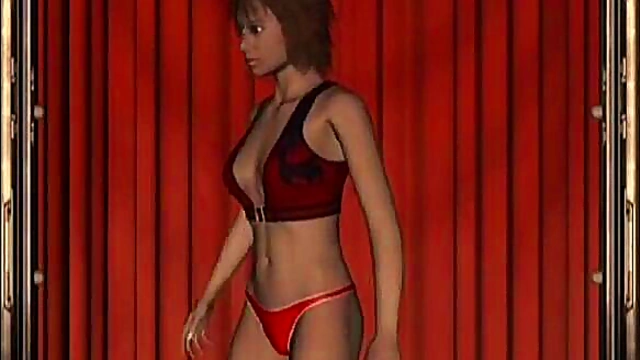 Big-Titted Anime Babe Strips Down in Sexy Panties for You