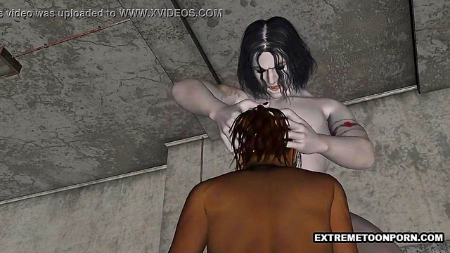 Seductive 3D Brunette Gives Intense Blowjob To Gothic Vampire Stud