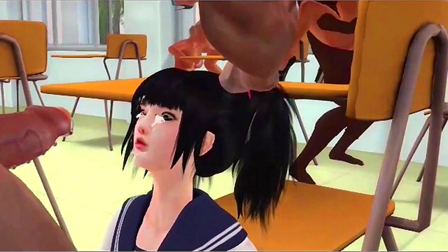 Horny Schoolgirls in 3D Anime Group Sex Adventure