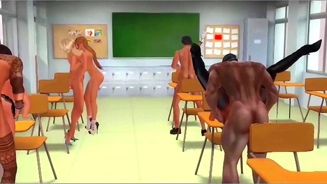Horny Schoolgirls in 3D Anime Group Sex Adventure