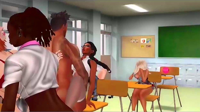 Horny Schoolgirls in 3D Anime Group Sex Adventure