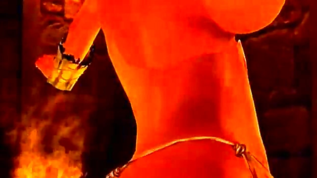 Naked 3D Cartoon Amazon Dances Seductively To Rock Metal Music