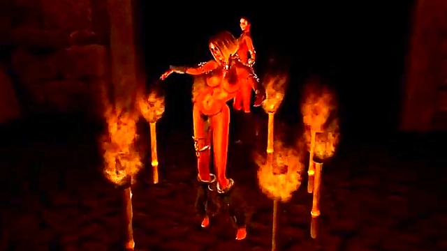 Naked 3D Cartoon Amazon Dances Seductively To Rock Metal Music