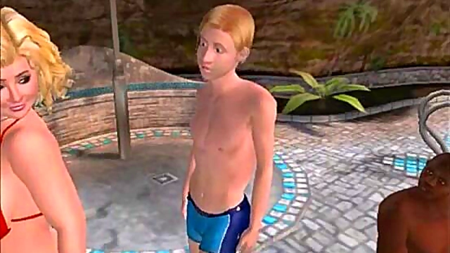 Naughty Nancy's Beach Vacation – Black Dick Fun By The Poolside