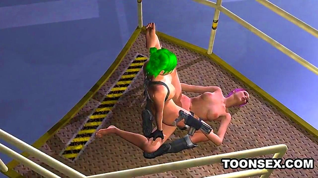 Emo Anime Lesbian Toys Her Pussy Before Hot 3D Scissoring Action