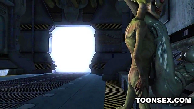 Sexiest 3D Cartoon Alien Babe Fucked Hard Doggy Style By Martian