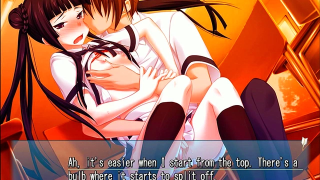 School-Girl Teen With Small Tits Kisses And Teases In Busty Anime Eroge Scene
