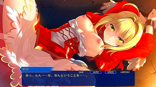 Nero Claudius Bound & Pleasured by Big-Titted Anime Goddess in Fate Grand Order Mahjong H Scene