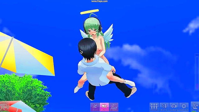 3D Anime Angel Girl Shows Off Custom Costume Tits & Ass