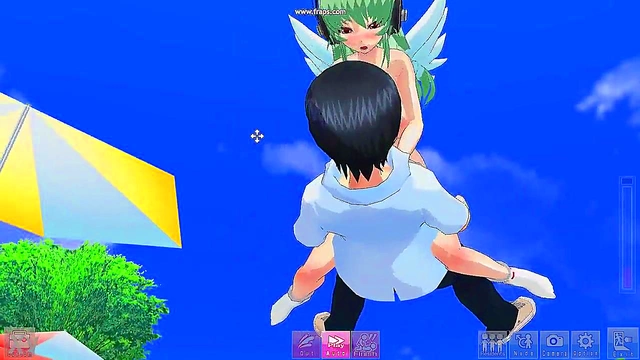 3D Anime Angel Girl Shows Off Custom Costume Tits & Ass