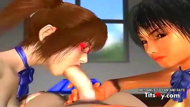 3D Anime Schoolgirls Enjoy Intense Session With GAME Character