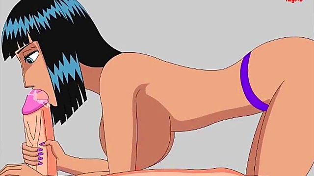 Nico Robin Gives Intense Blowjob & FacialCumshot in One Piece Hentai Anime