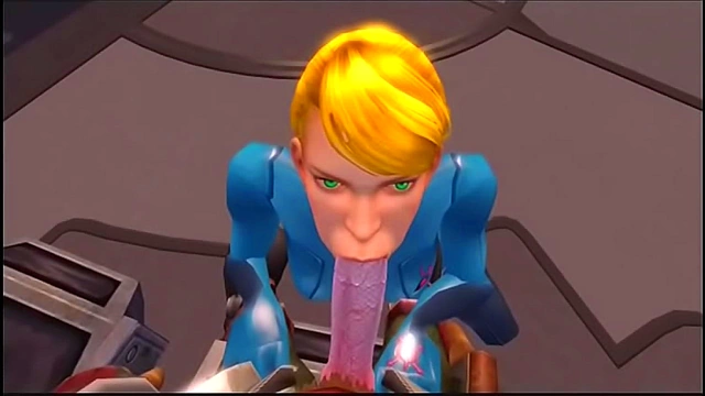 Blonde Aran Samus Gives Animated Blowjob With Sound Effects