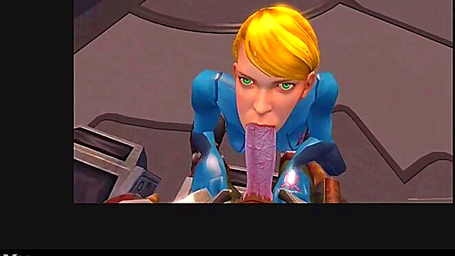 Blonde Aran Samus Gives Animated Blowjob With Sound Effects