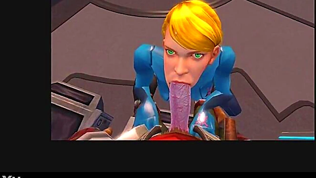 Blonde Aran Samus Gives Animated Blowjob With Sound Effects