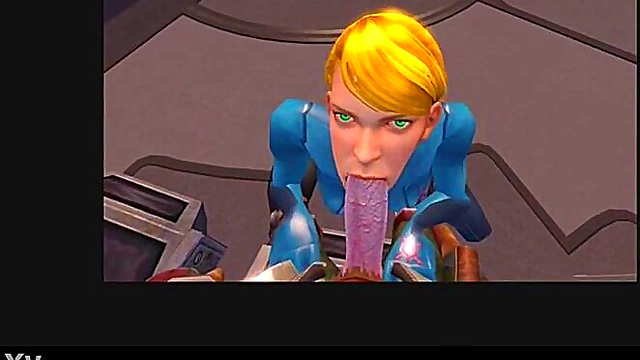 Blonde Aran Samus Gives Animated Blowjob With Sound Effects