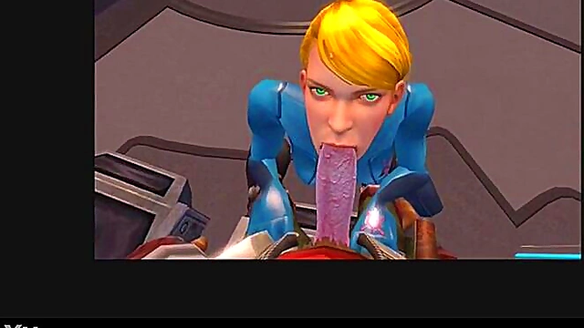 Blonde Aran Samus Gives Animated Blowjob With Sound Effects