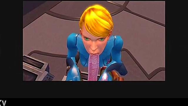 Blonde Aran Samus Gives Animated Blowjob With Sound Effects