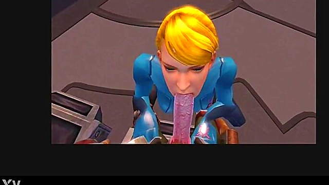 Blonde Aran Samus Gives Animated Blowjob With Sound Effects