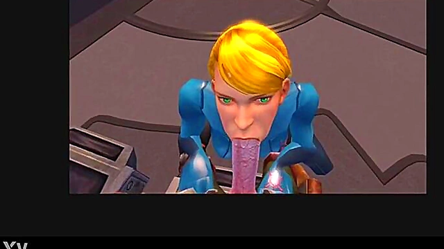 Blonde Aran Samus Gives Animated Blowjob With Sound Effects