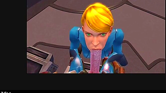 Blonde Aran Samus Gives Animated Blowjob With Sound Effects