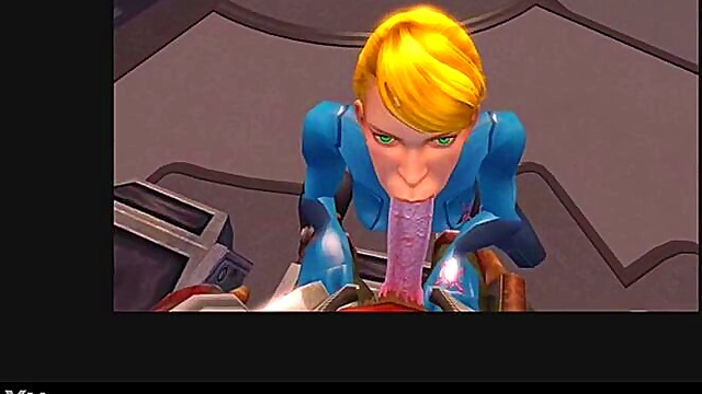 Blonde Aran Samus Gives Animated Blowjob With Sound Effects