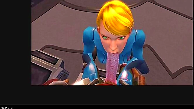 Blonde Aran Samus Gives Animated Blowjob With Sound Effects